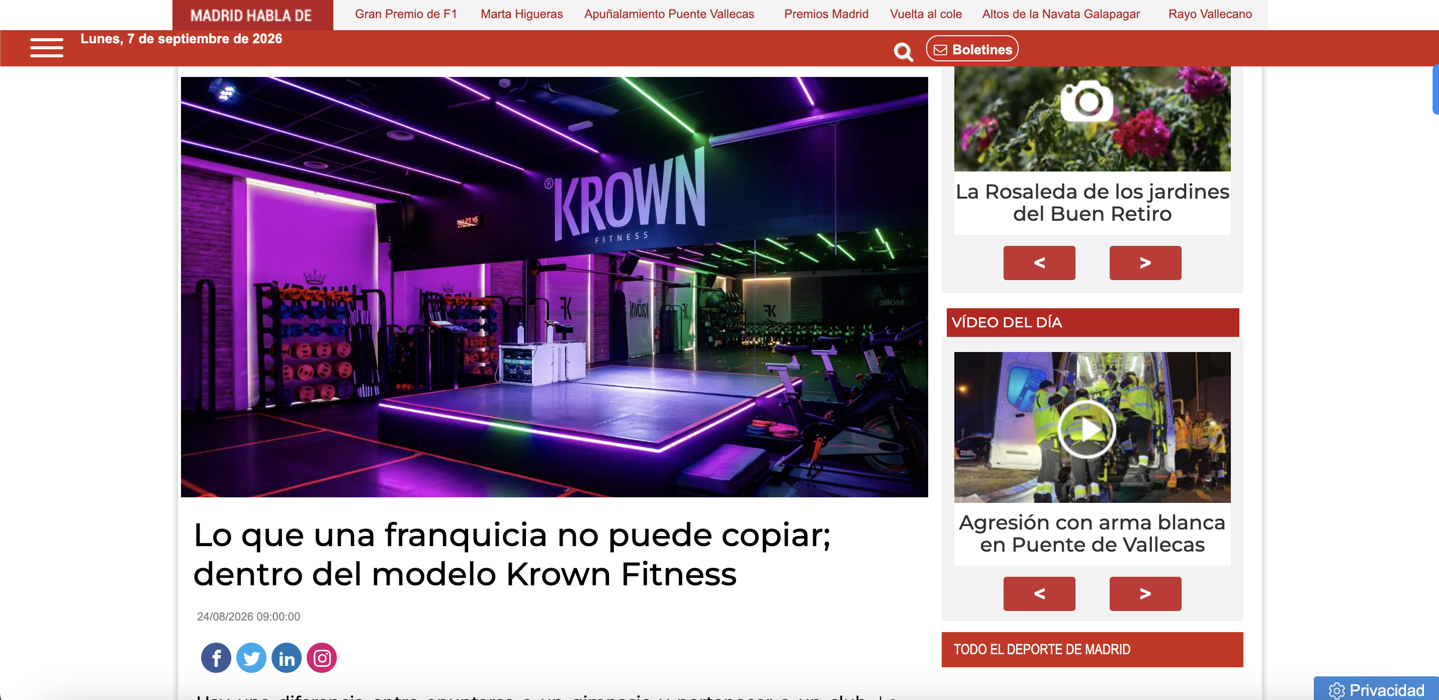 Krown Fitness en Madrid Habla De